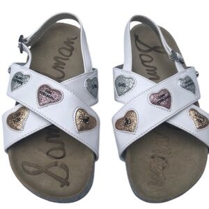 Sam Edelman girl’s Bethel Kandi white heart crisscross sandal shoes size 3